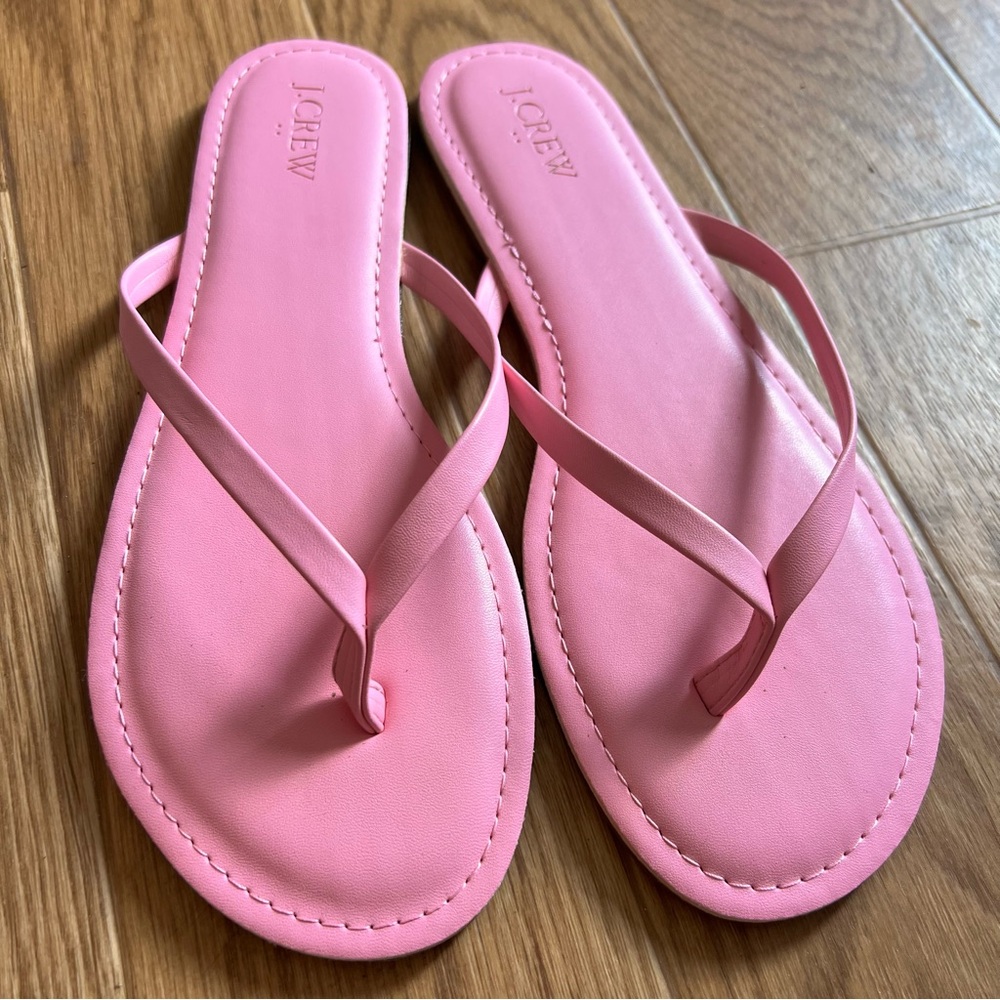 J Crew Pink Leather flip flops size 9